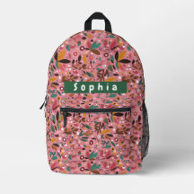 Personalised Pink Botanical Backpack for Girls