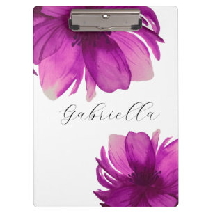 Personalised Pink Botanical Watercolor Clipboard