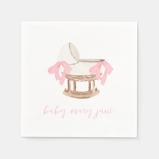 Personalised Pink Bow baby Shower Napkins (Front)