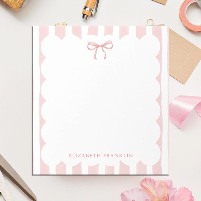Personalised Pink Bow Bow Coquette Aesthetic Notepad (Creator Uploaded)