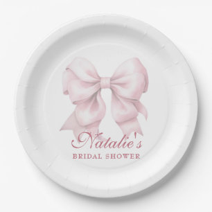 Personalised Pink Bow Bridal Shower Fancy Paper Plate