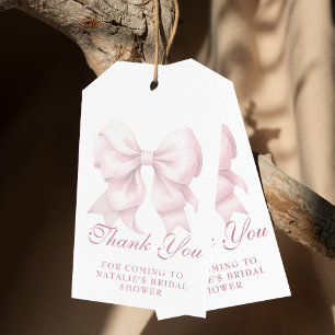 Personalised Pink Bow Bridal Shower Thank You Gift Tags