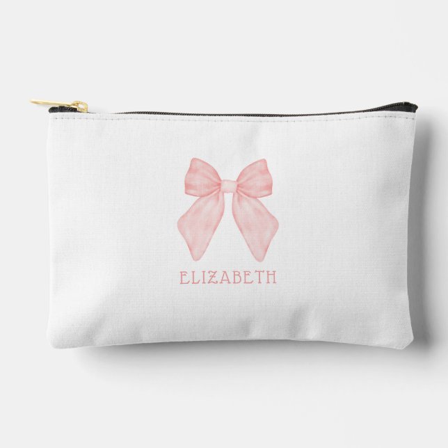 Personalised Pink Bow Coquette Aesthetic  Accessory Pouch (Front)