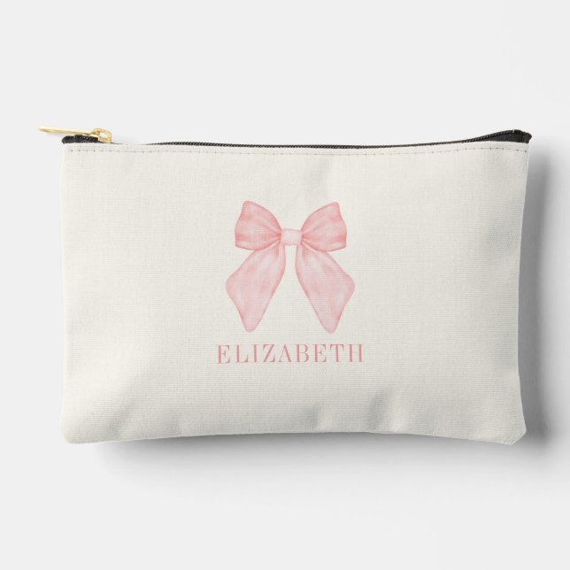Personalised Pink Bow Coquette Aesthetic  Accessory Pouch (Front)