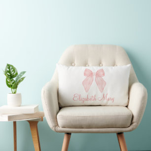 Personalised Pink Bow coquette aesthetic Baby  Lumbar Cushion