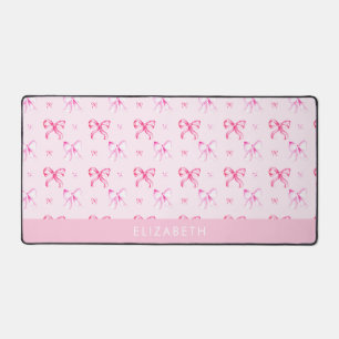 Personalised Pink Bow Coquette Cute Name Office Desk Mat