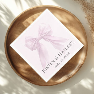 Personalised Pink Bow Girl Coquette Baby Shower Napkin