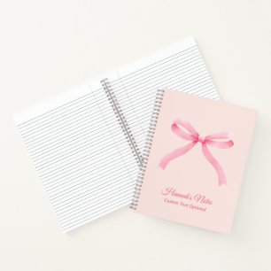 Personalised Pink Bow Girly Coquette Notebook