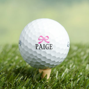 Personalised pink bow golf balls for women