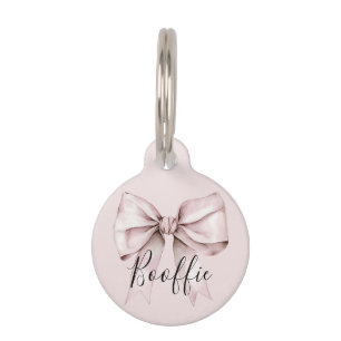 Personalised Pink Bow Monogram Pet Name Pet ID Tag