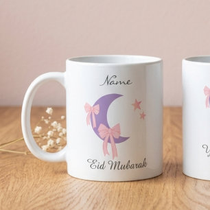 Personalised Pink Bow Moon Eid Coffee Mug