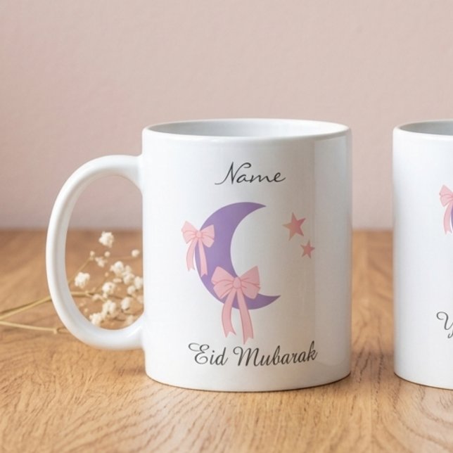 Personalised Pink Bow Moon Eid Coffee Mug (Creator Uploaded)