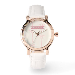 Personalised Pink Bow Name Gift Elegant Coquett Watch