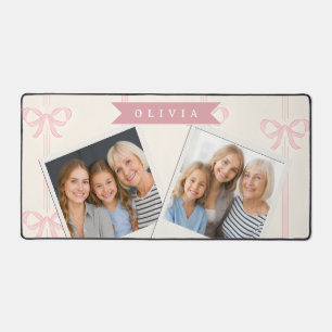 Personalised Pink Bow Name Gift Elegant Coquette Desk Mat