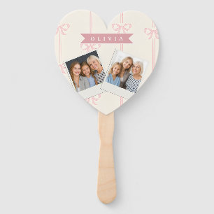 Personalised Pink Bow Name Gift Elegant Coquette Hand Fan