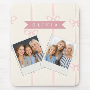 Personalised Pink Bow Name Gift Elegant Coquette Mouse Mat