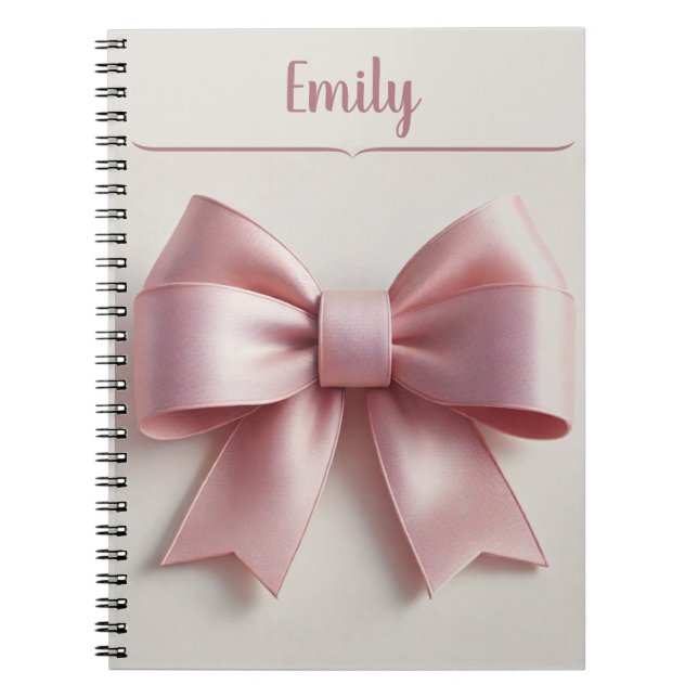 Personalised Pink Bow Spiral Notebook (Front)