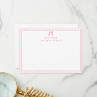 Personalised Pink Bow Stripe Baby Girl Stationery