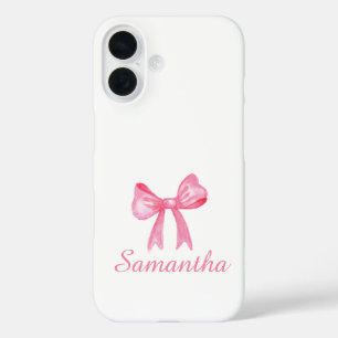 Personalised Pink Bow Tie iPhone Case Custom Name