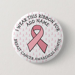 Personalised Pink Breast Cancer Awareness 6 Cm Round Badge