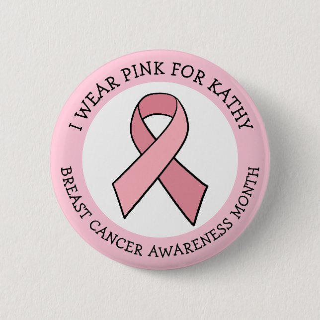 Personalised Pink Breast Cancer Awareness Month  6 Cm Round Badge (Front)