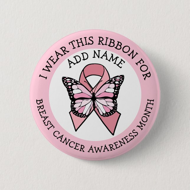 Personalised Pink Breast Cancer Awareness Month 6 Cm Round Badge (Front)