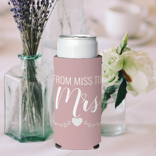 Personalised Pink Bridal Shower Miss to Mrs Seltzer Can Cooler