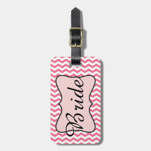Personalised Pink Bride Chevron Zigzag Luggage Tag
