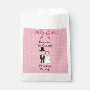 Personalised Pink Bride & Groom Candy Bags