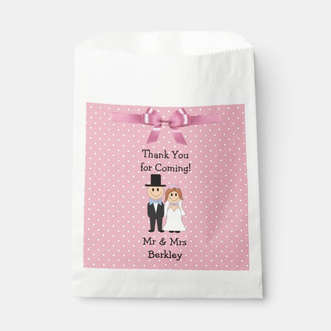 Personalised Pink Bride & Groom Candy Bags (Front)