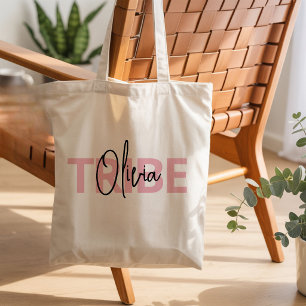 Personalised Pink Bride Tribe Typography Tote Bag