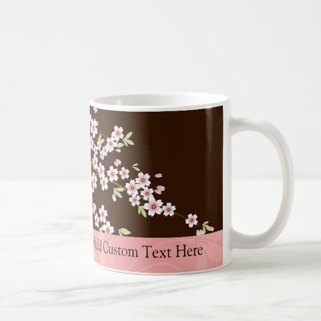 Personalised Pink/Brown Dogwood Blossom Coffee Mug (Right)