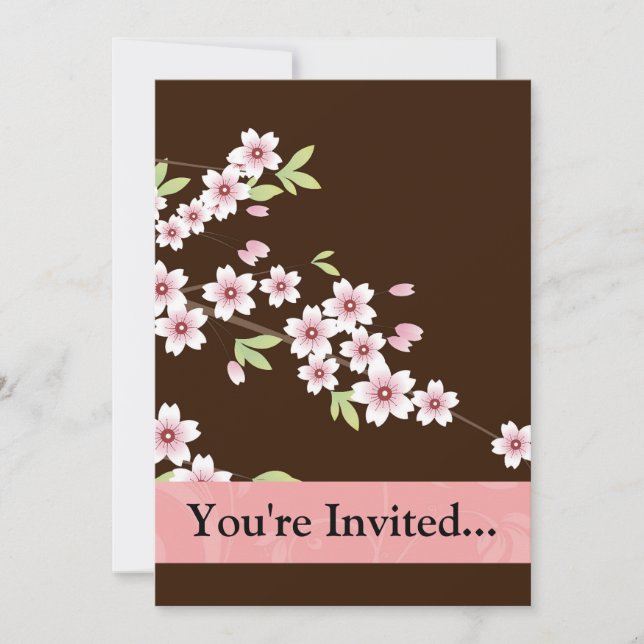 Personalised Pink/Brown Dogwood Blossom Invitation (Front)