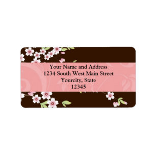 Personalised Pink/Brown Dogwood Blossom Label