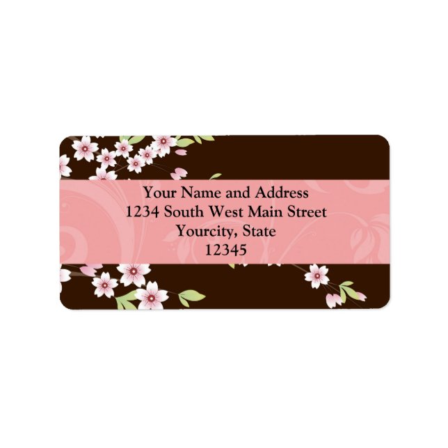 Personalised Pink/Brown Dogwood Blossom Label (Front)