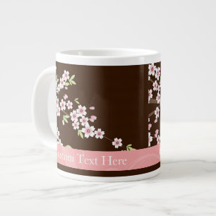 Personalised Pink/Brown Dogwood Blossom Large Coffee Mug