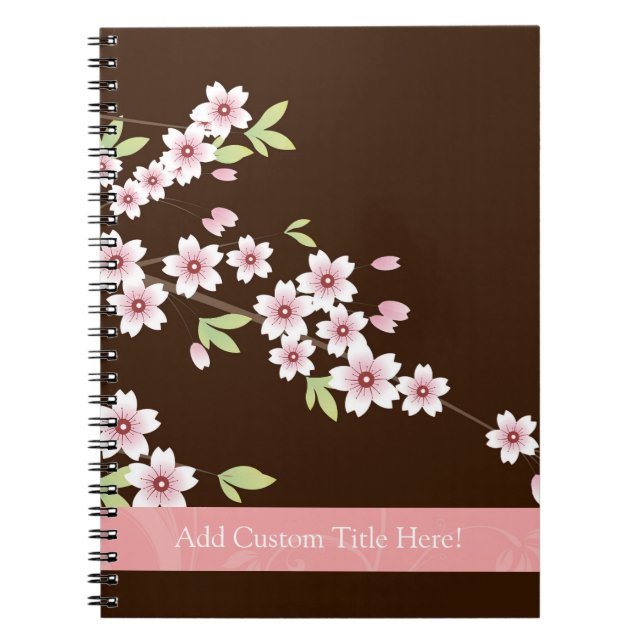 Personalised Pink/Brown Dogwood Blossom Notebook (Front)