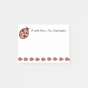 Personalised Pink Brown Ladybugs Post It Notes
