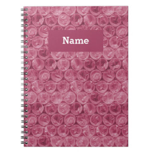 Personalised pink bubble wrap pattern notebook