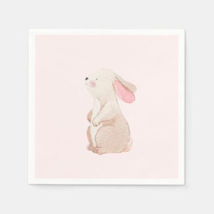 Personalised Pink Bunny First Birthday Napkins C