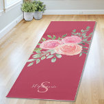 Personalised Pink Burgundy Roses Yoga Mat<br><div class="desc">This pretty yoga mat is decorated with a watercolor bouquet of roses and foliage in shades of pink, coral and green on a rich pink burgundy background. A text template is included to personalise this design with your name and monogram making this yoga mat unique to you. Original Watercolor ©...</div>