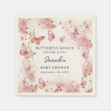 Personalised Pink Butterfly Baby Shower Napkins