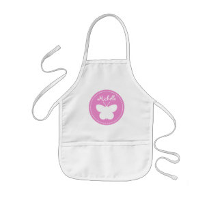 Personalised pink butterfly baking apron for kids