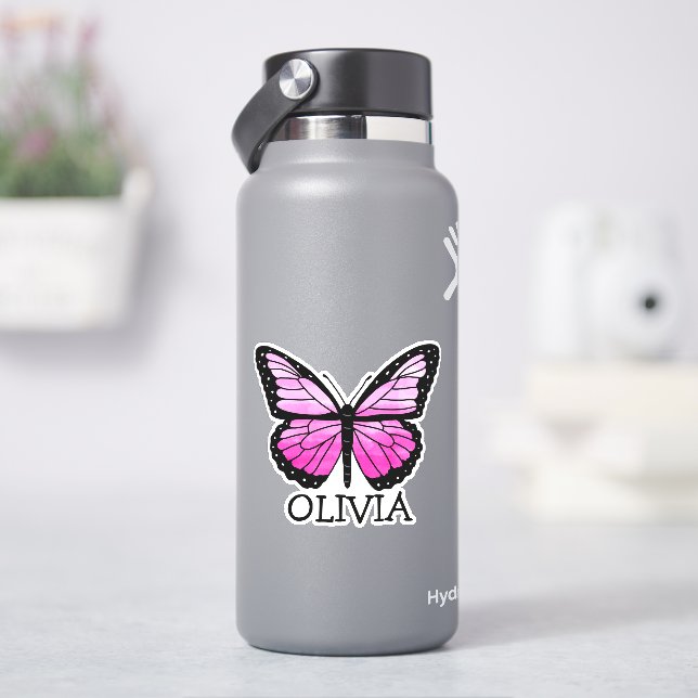 Personalised  Pink Butterfly Girl's Name   (HydroFlask)
