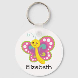 Personalised Pink Butterfly Key Ring