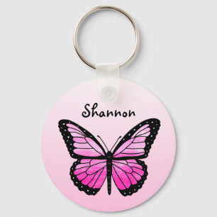 Personalised Pink Butterfly Keychain