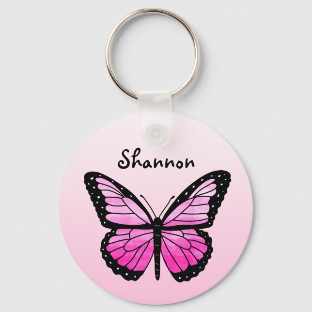 Personalised Pink Butterfly  Keychain (Front)