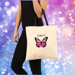 Personalised Pink Butterfly   Tote Bag<br><div class="desc">Personalised pink Butterfly tote bag. Just add a name in the personalise area.</div>