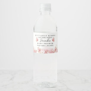 Personalised Pink Butterfly Water Bottle Label