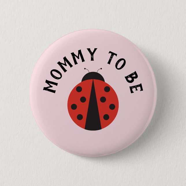 Personalised pink button for ladybug baby shower (Front)